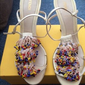 Fendi wedge tassel sandals size 38.5